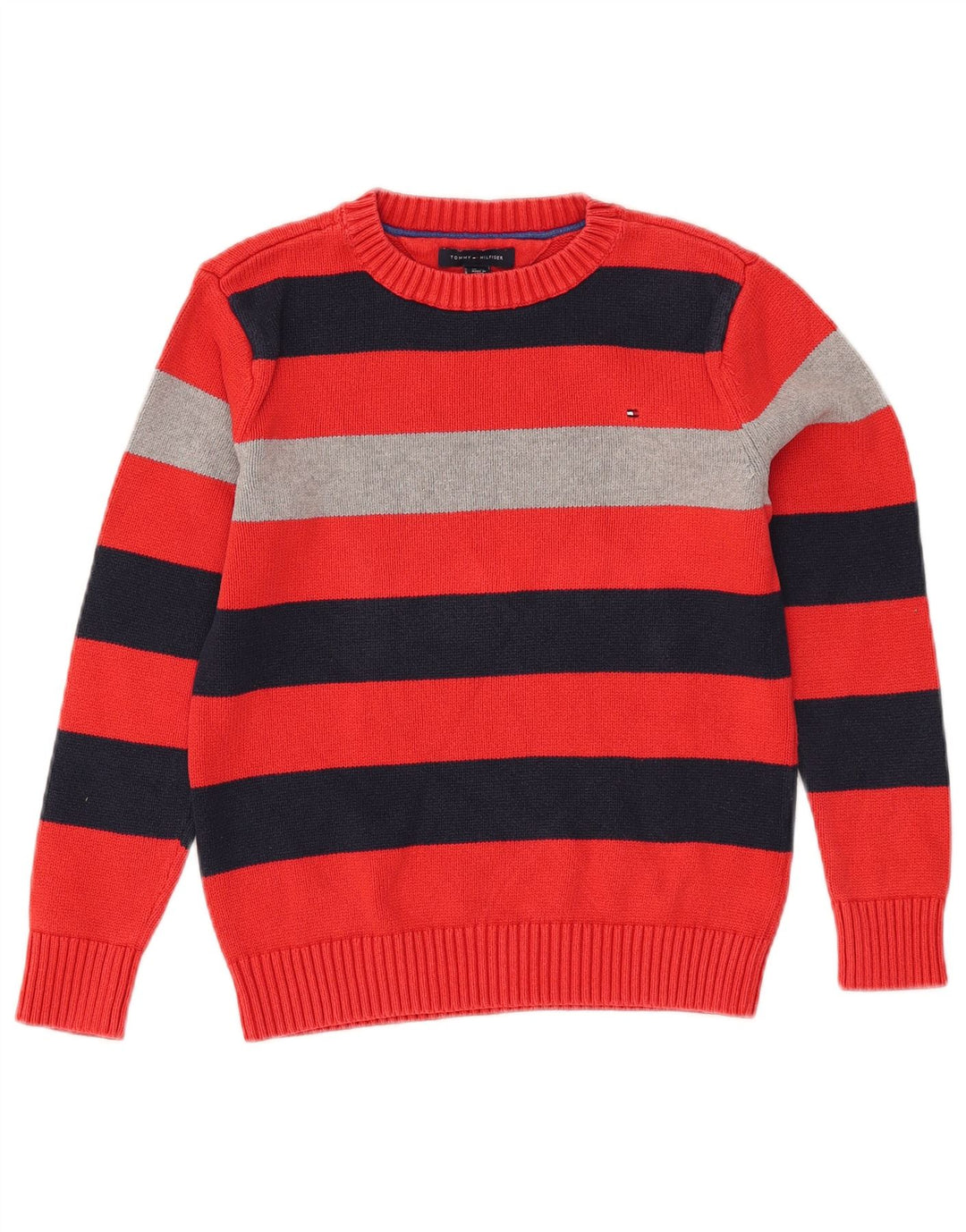 Maglione maglione girocollo da bambino Tommy Hilfiger 8-9 anni a righe rosse medie