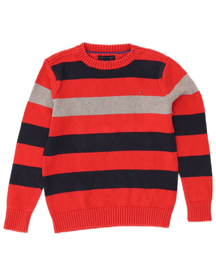 Maglione maglione girocollo da bambino Tommy Hilfiger 8-9 anni a righe rosse medie