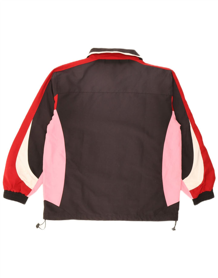 Giacca da ginnastica vintage da uomo piccola in poliestere color block nero