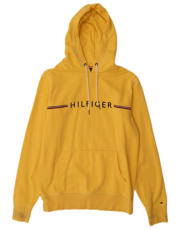 Maglione con cappuccio grafico da uomo Tommy Hilfiger grande cotone giallo