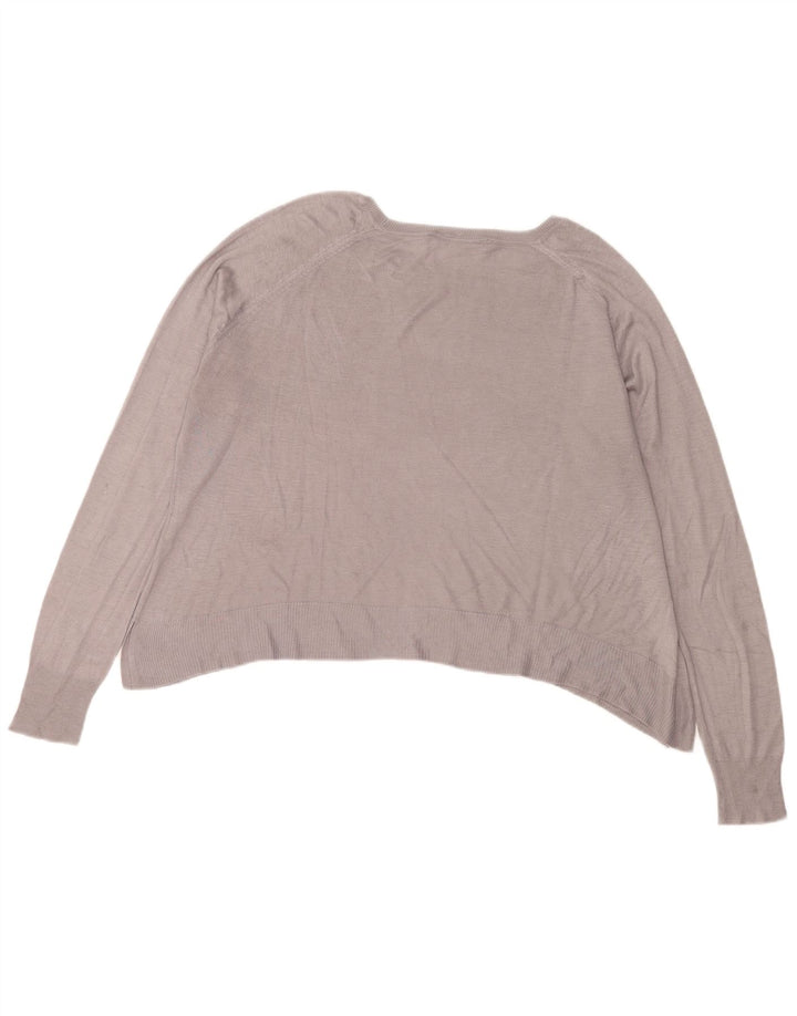 ZARA Maglione Corto da Donna Oversize con Scollo a Barca UK 14 Grigio Medio