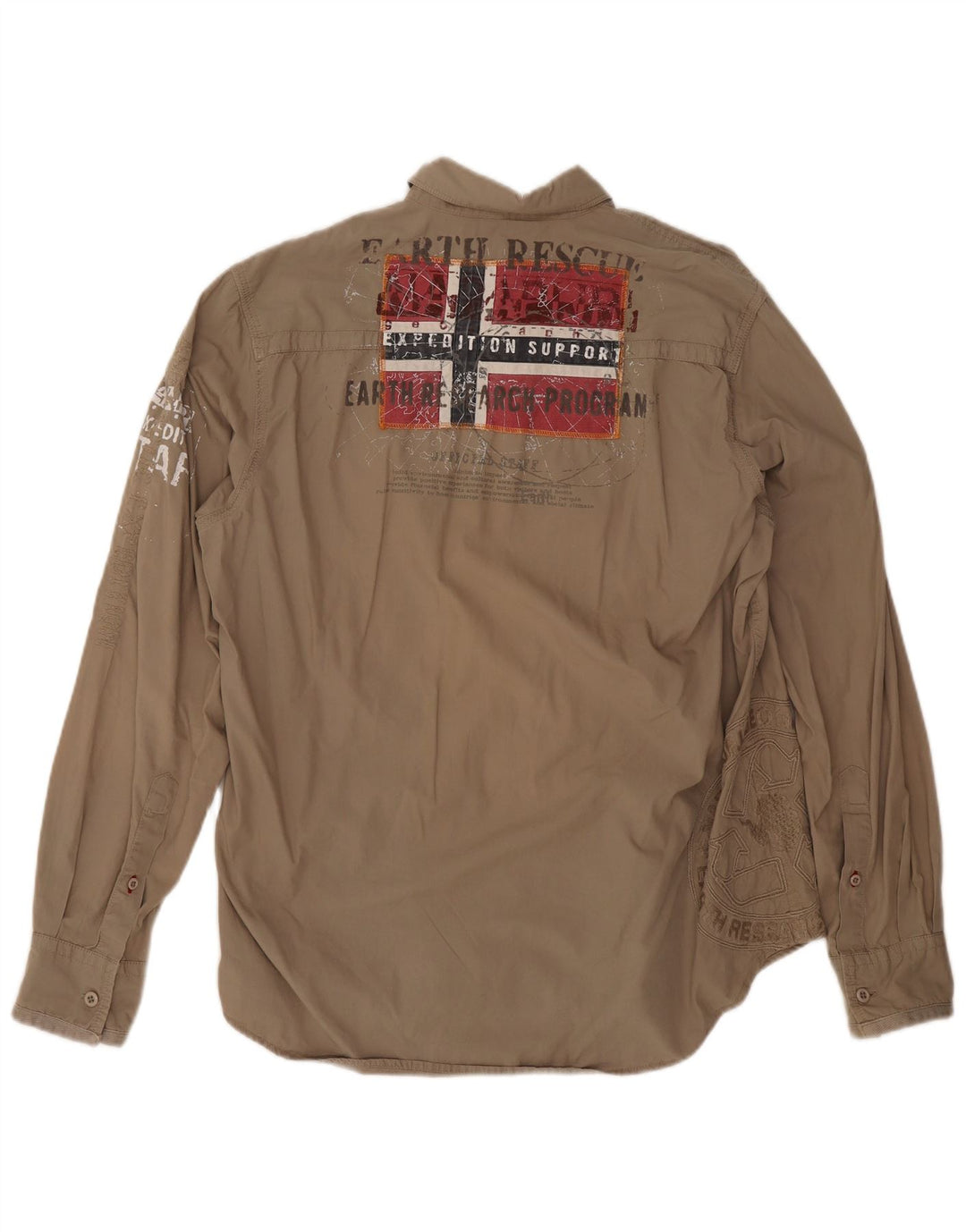 Camicia grafica da uomo Napapijri XL in cotone kaki