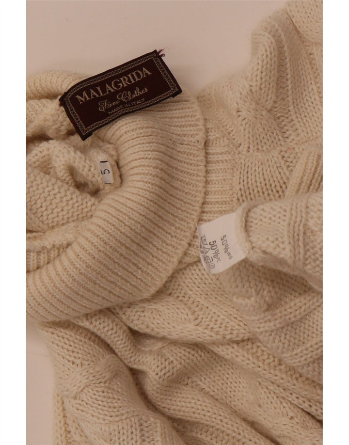 MALAGRIDA Maglione da uomo con collo alto e maglione grande in cotone beige
