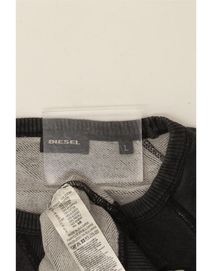 DIESEL Felpa con grafica da uomo Maglione grande in cotone grigio