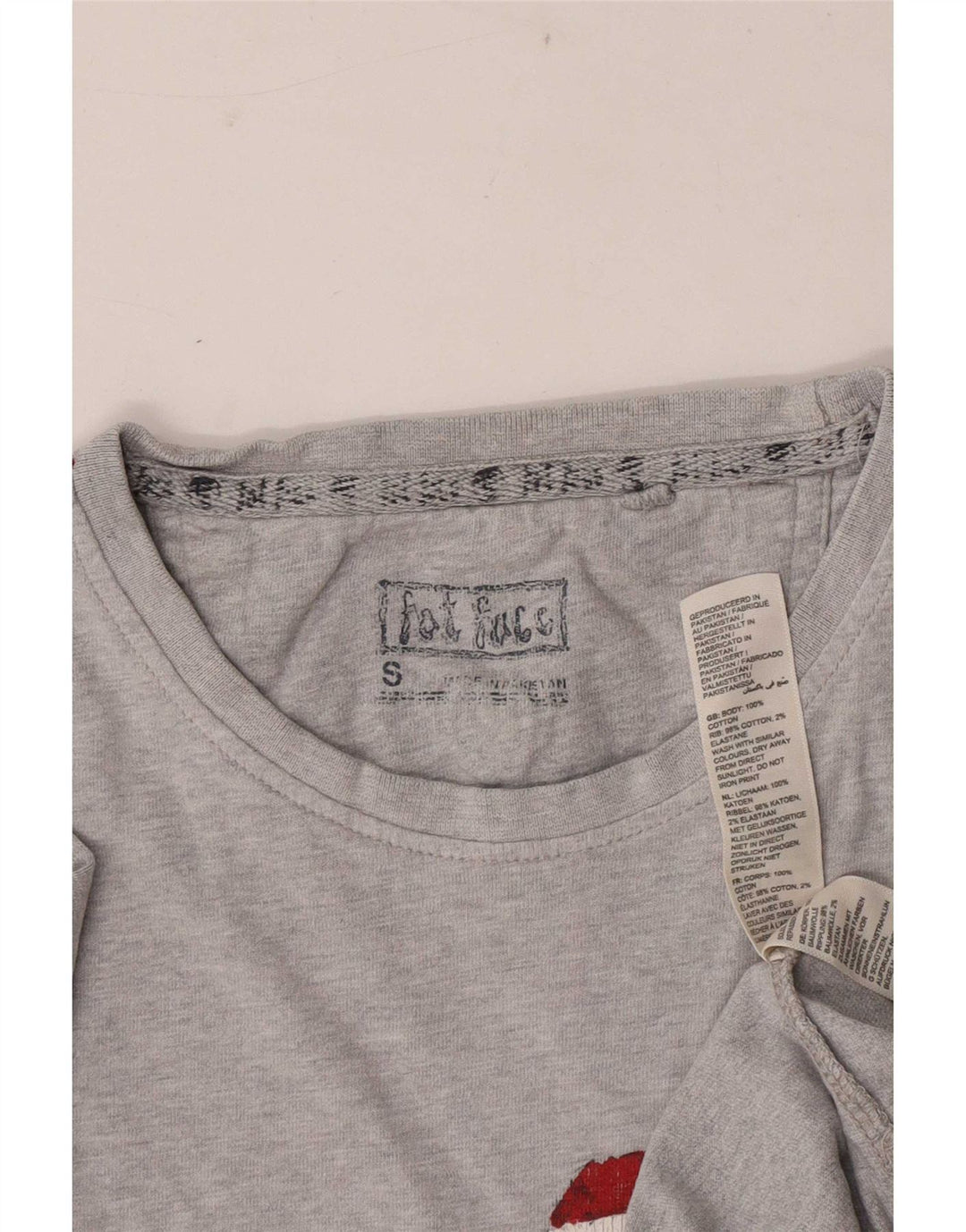 T-shirt grafica da uomo Fat Face Top in cotone chiazzato grigio piccolo