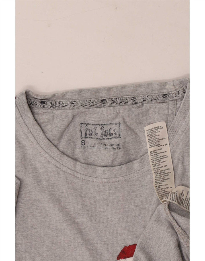 T-shirt grafica da uomo Fat Face Top in cotone chiazzato grigio piccolo