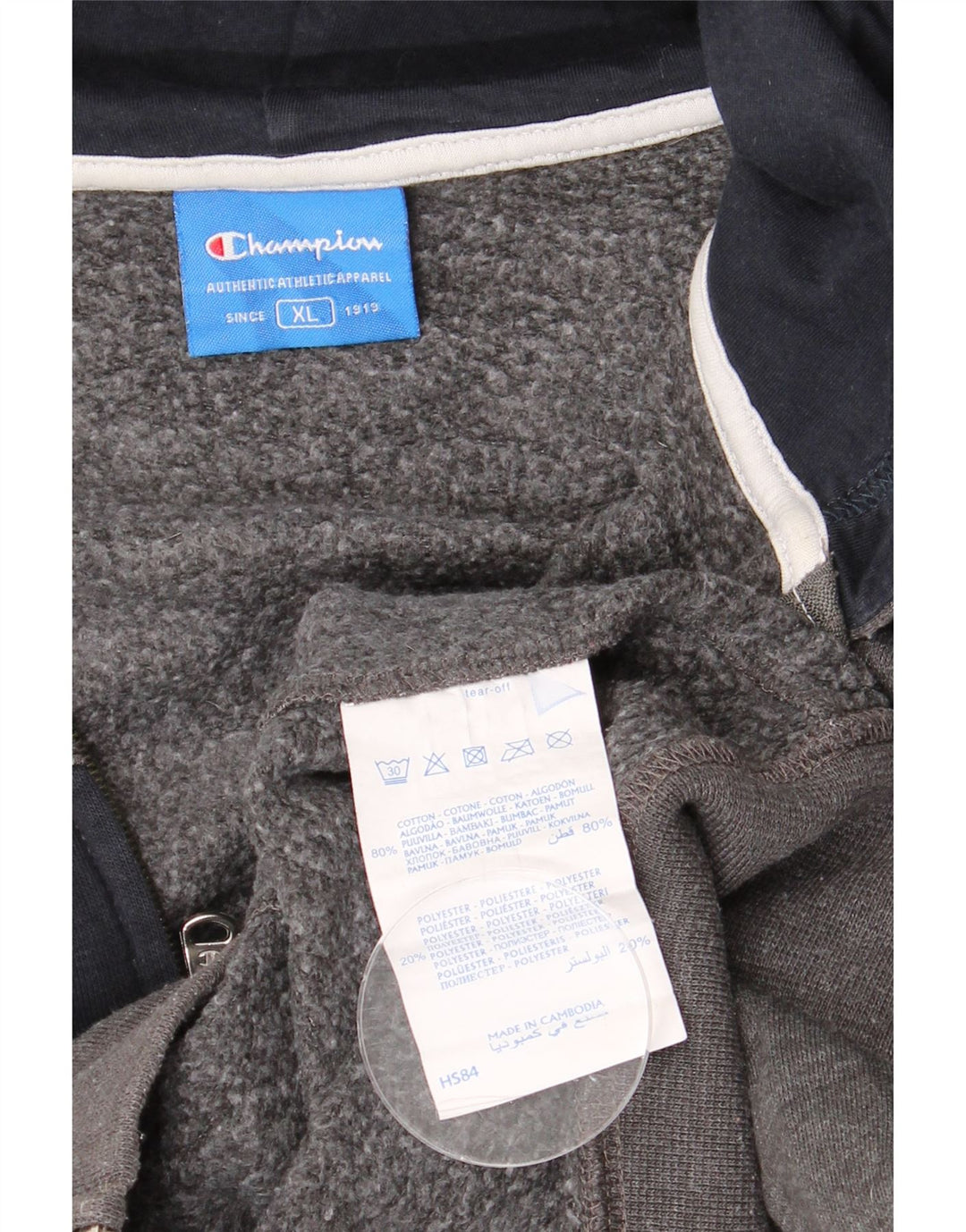 Maglione con cappuccio e zip da uomo CHAMPION XL in cotone color block grigio