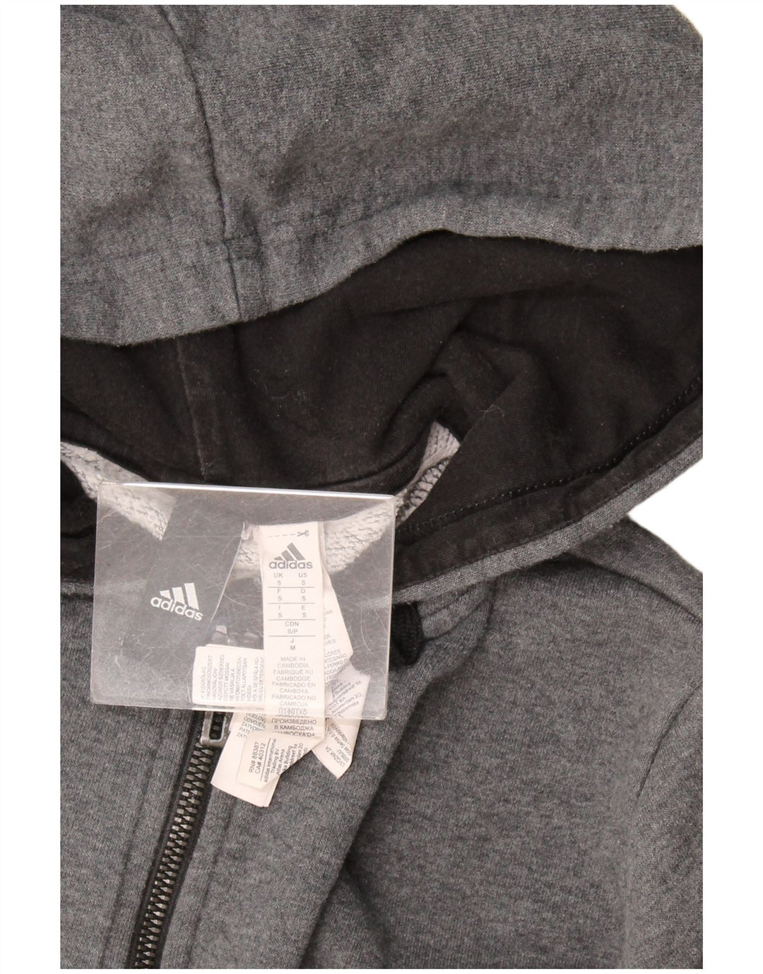 Maglione con cappuccio e zip Adidas da uomo piccolo in cotone grigio