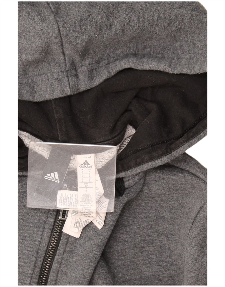 Maglione con cappuccio e zip Adidas da uomo piccolo in cotone grigio