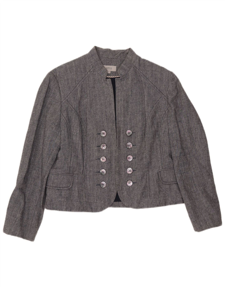 Giacca blazer doppiopetto corta Marks & Spencer da donna UK 18 XL Grigia