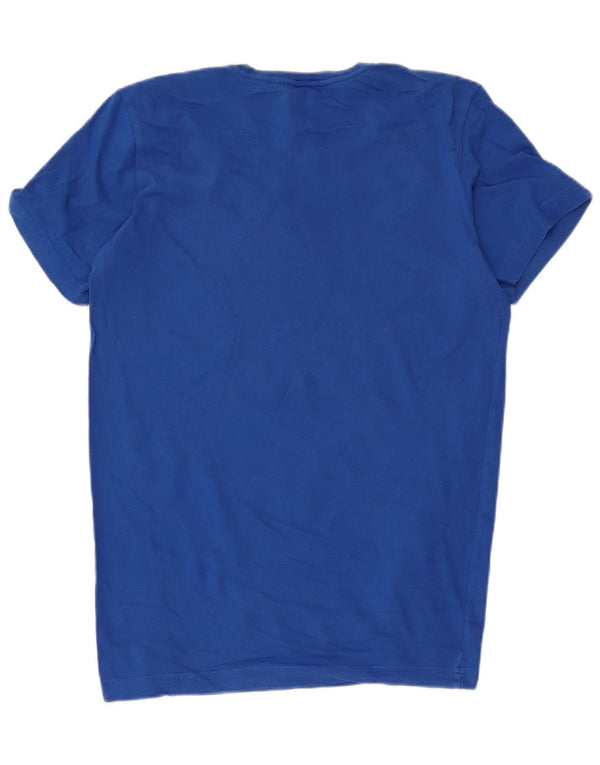 T-shirt grafica da uomo Adidas Top piccola in cotone blu