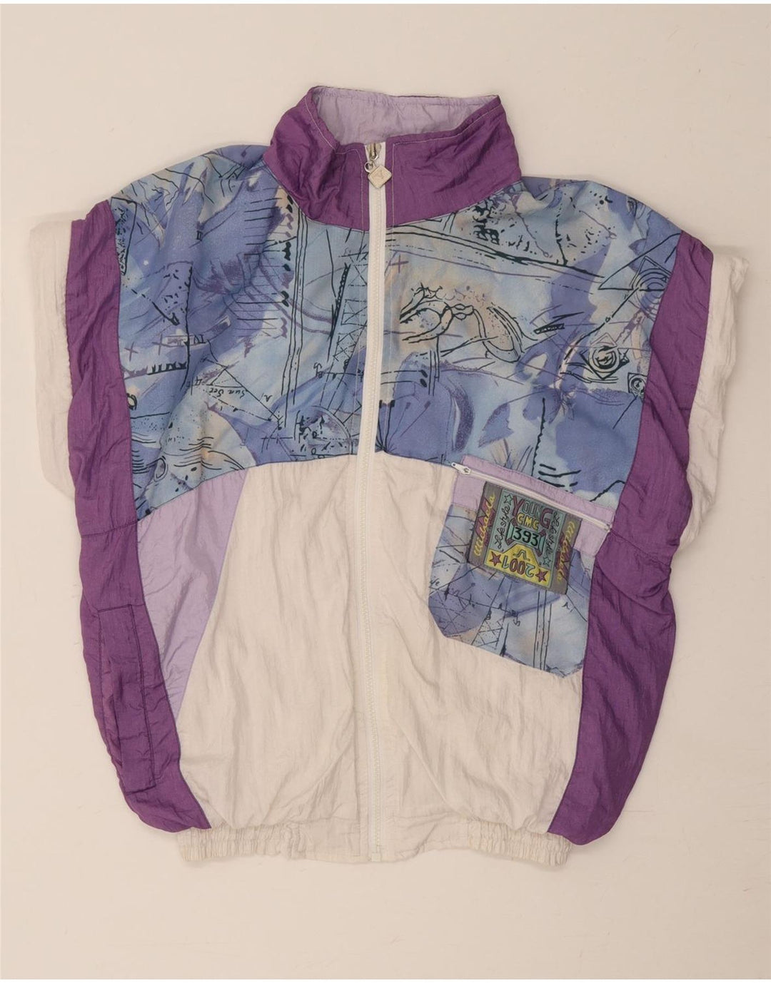 Giacca da tuta oversize da donna VINTAGE UK 10 piccola bianca