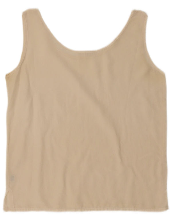 Vintage Womens Crop Vest Top UK 14 Medium Beige Silk