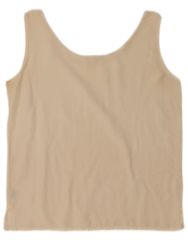 Canotta corta da donna vintage UK 14 Seta beige medio