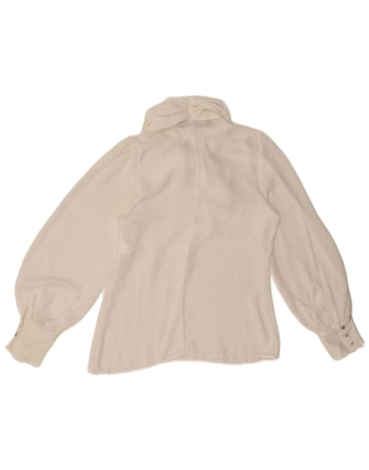 Zara Donna Camicetta a Maniche Lunghe con Papillon UK 6 XS Poliestere Bianco