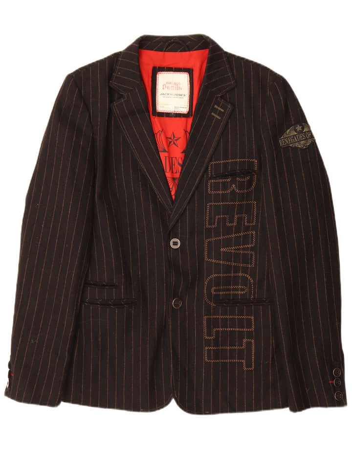 Giacca blazer grafica da uomo Jack & Jones UK 38 gessato medio nero
