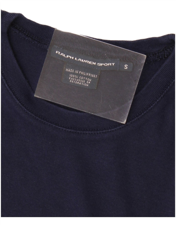 Top da donna Ralph Lauren a maniche lunghe UK 8 Small in cotone blu navy
