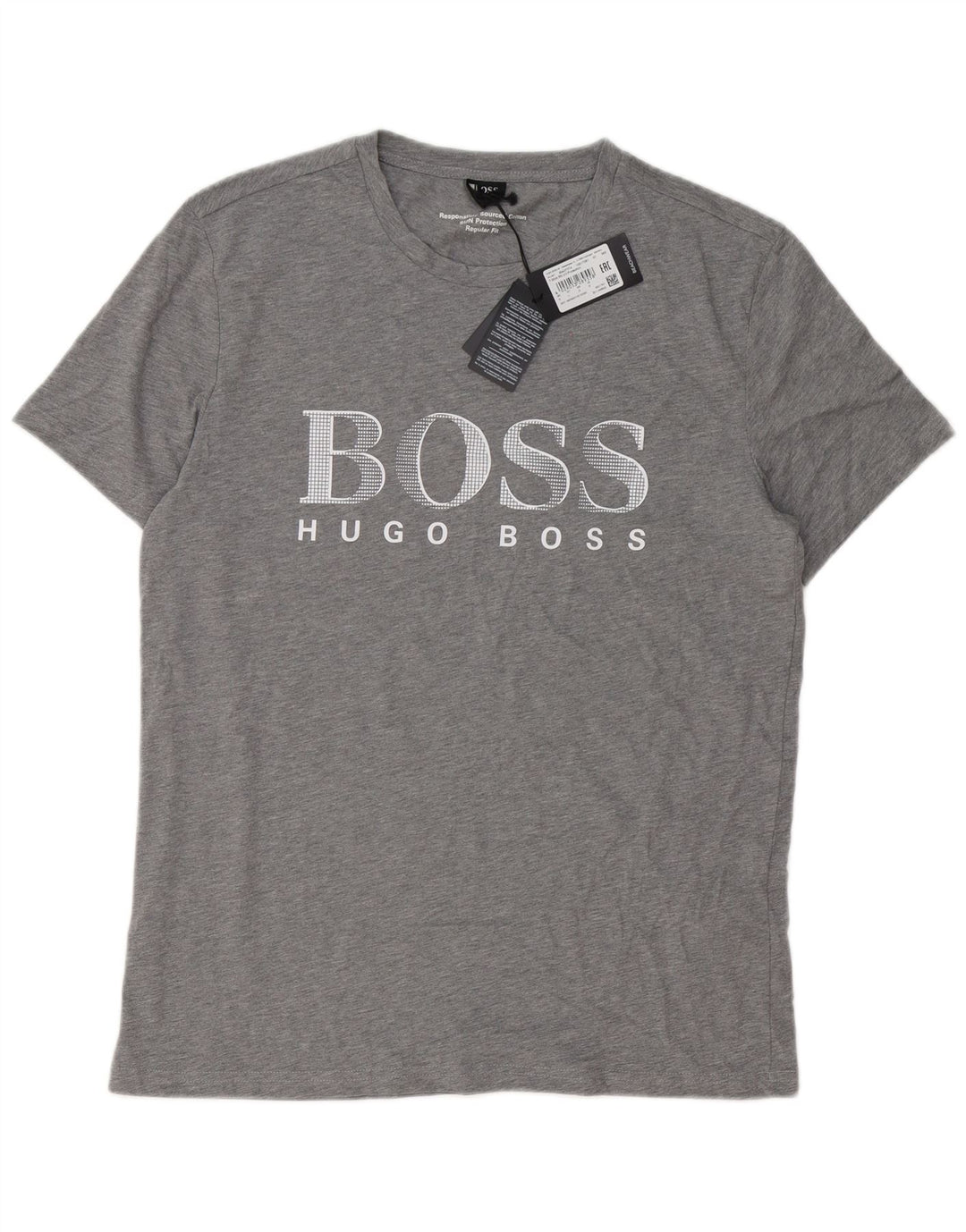 T-shirt grafica da uomo Hugo Boss Top grande in cotone grigio
