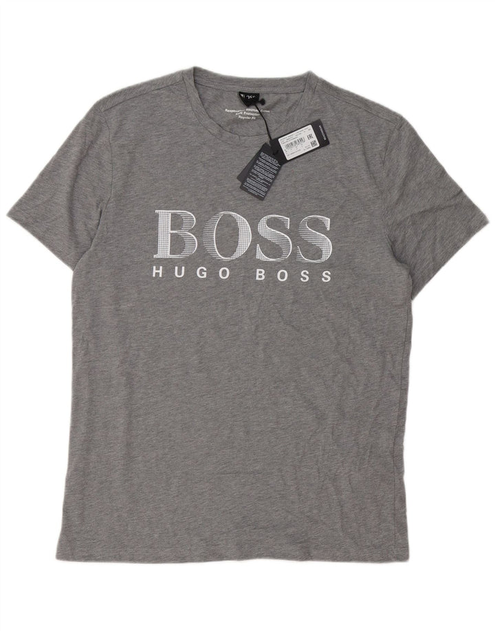 T-shirt grafica da uomo Hugo Boss Top grande in cotone grigio