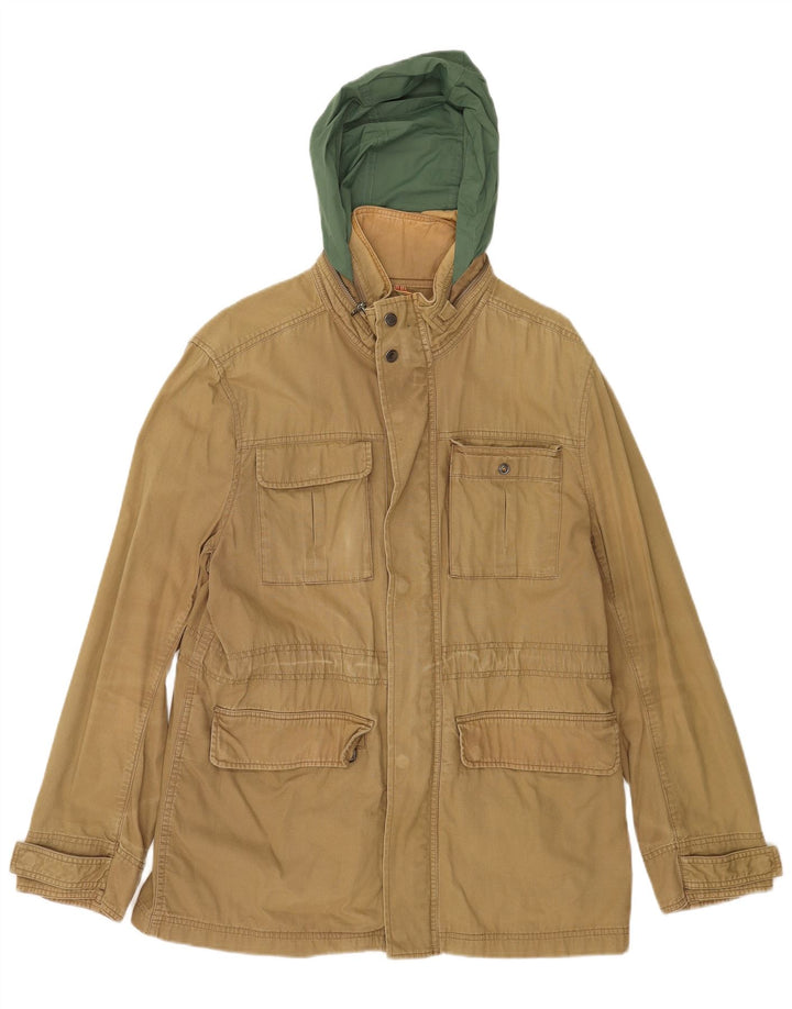 Giacca da uomo con cappuccio Timberland UK 40 Large Beige Cotton