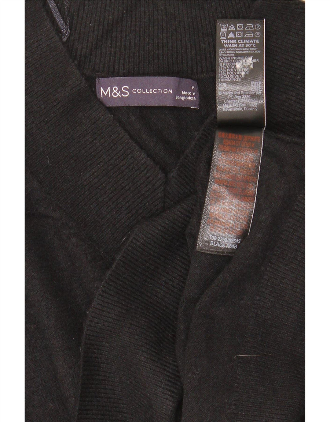 Maglione da donna con scollo a V Marks & Spencer UK 14 Large in viscosa nera