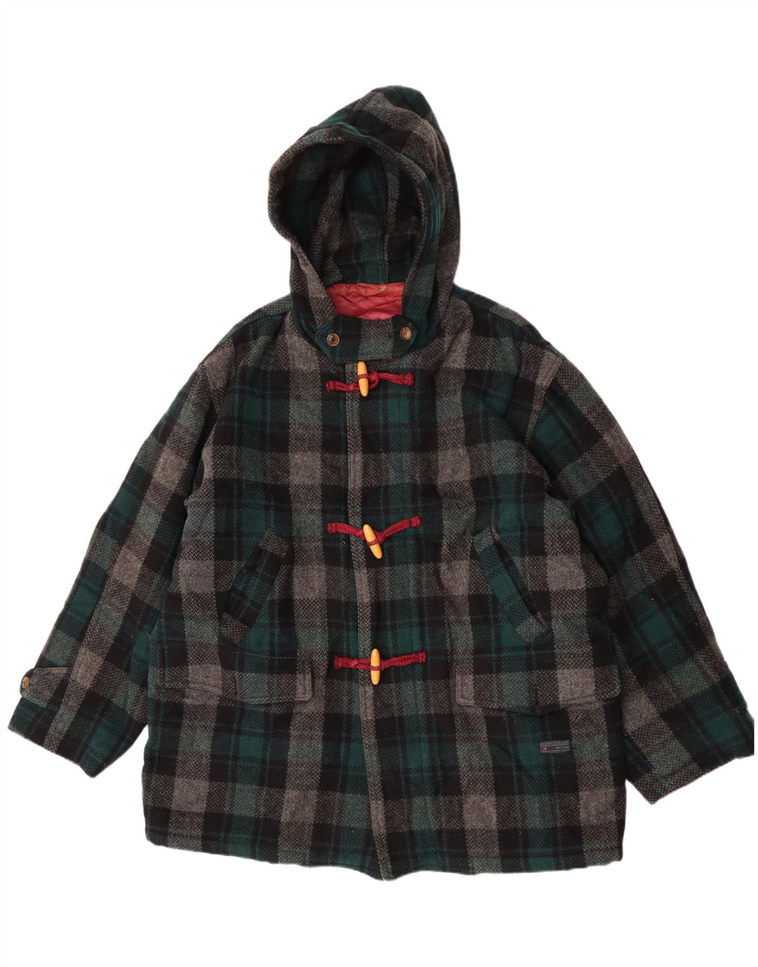 Montgomery con cappuccio da donna Enrico Coveri IT 44 Lana a quadri verde medio