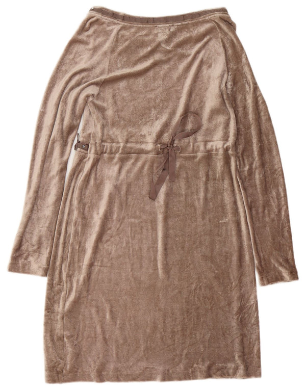 Blumarine Abito tubino a maniche lunghe in velluto da donna UK 10 Piccolo in viscosa marrone