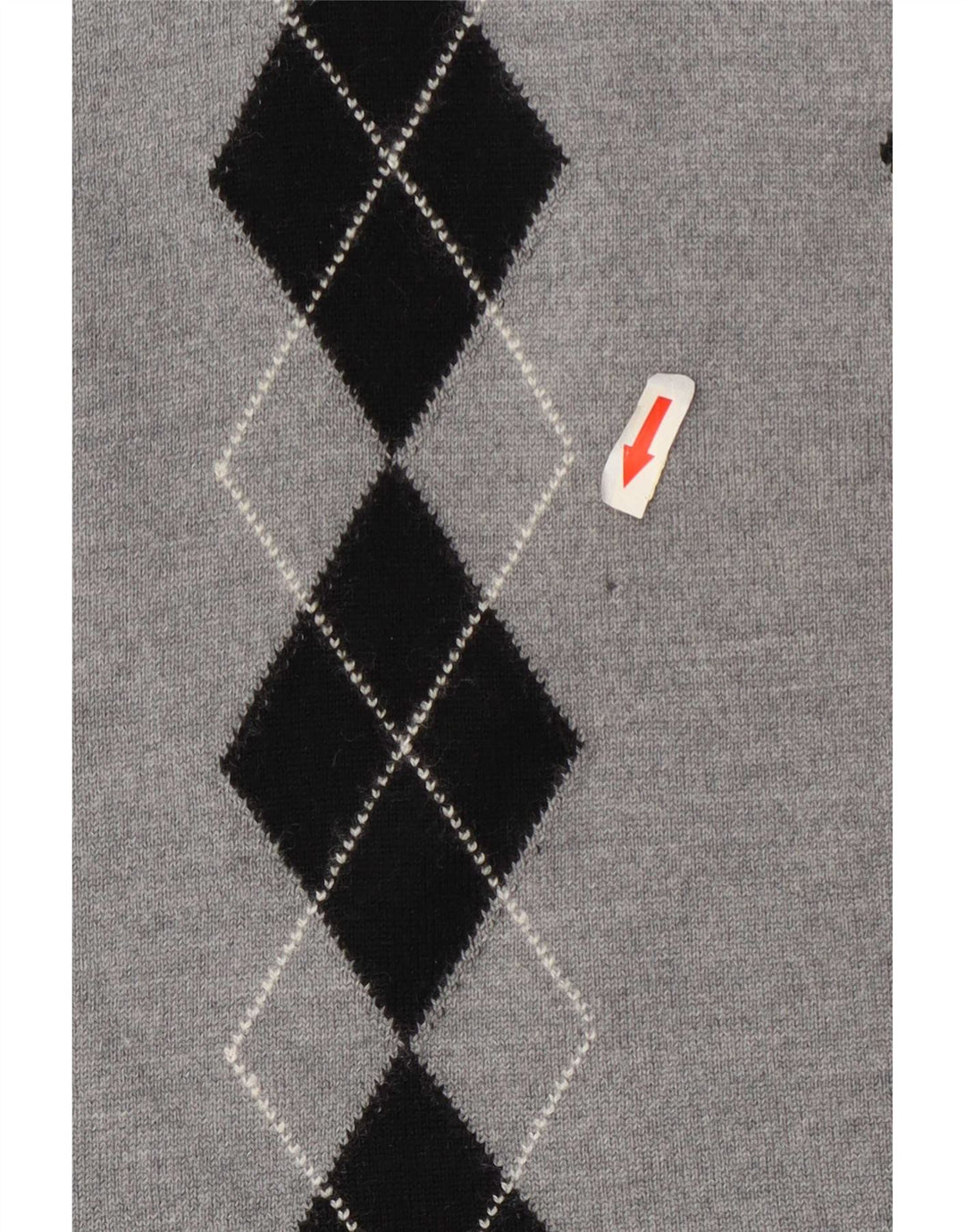 Maglione maglione vintage da donna con collo alto UK 14 Grigio medio Argyle/Diamante