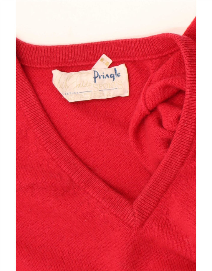 Maglione da uomo Pringle vestibilità regolare con scollo a V in lana rossa media