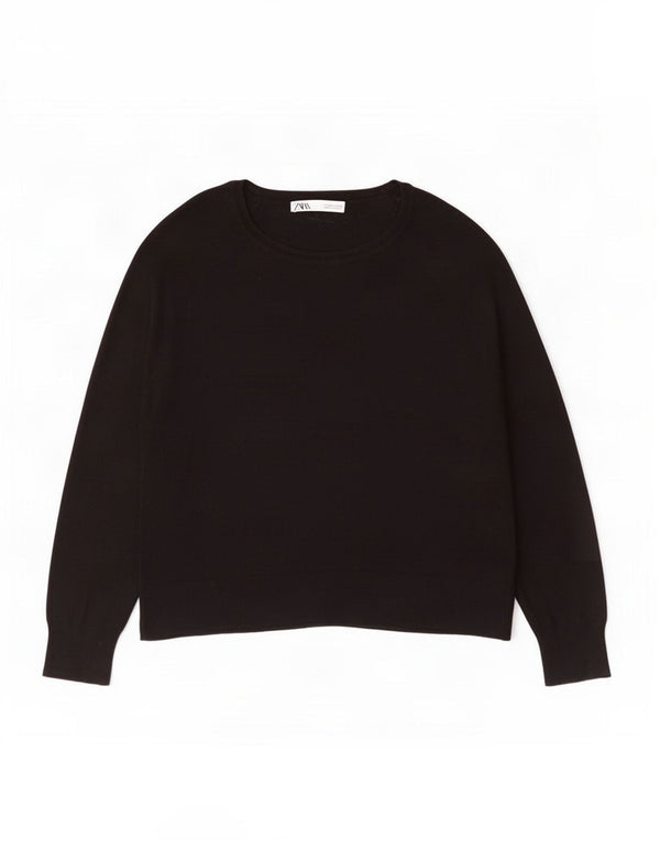 Maglione oversize con scollo a barca da donna Zara UK 10 piccolo in viscosa nera