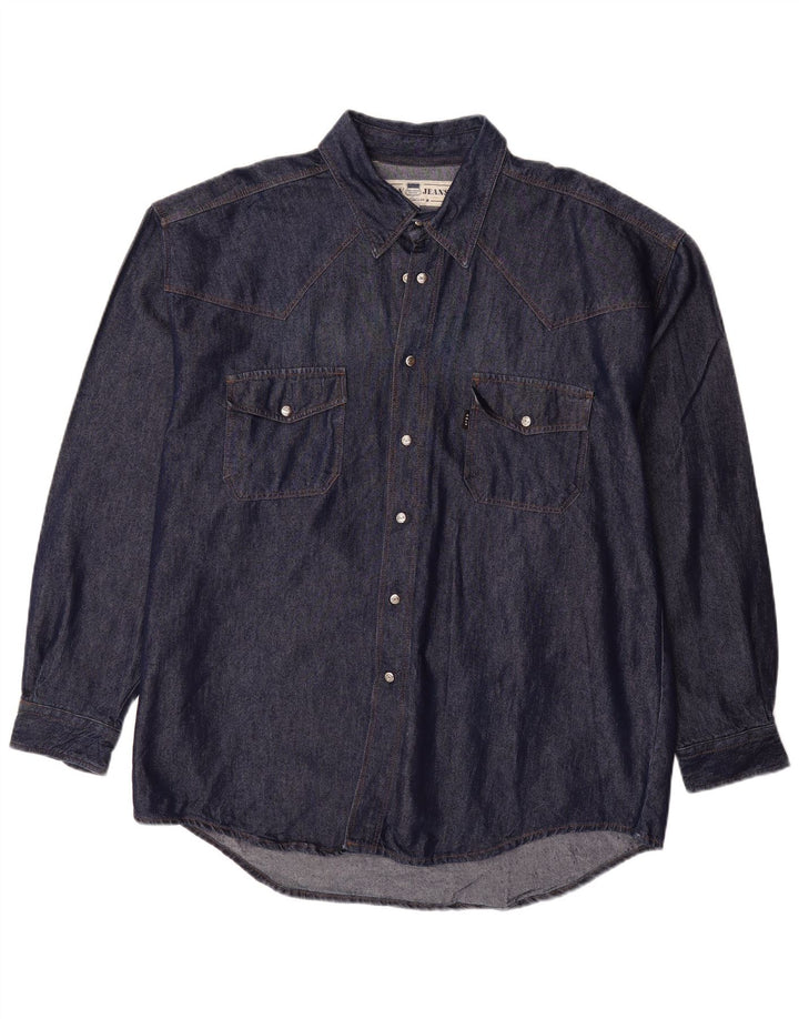 ONLY Mens Denim Shirt 2XL Navy Blue Cotton