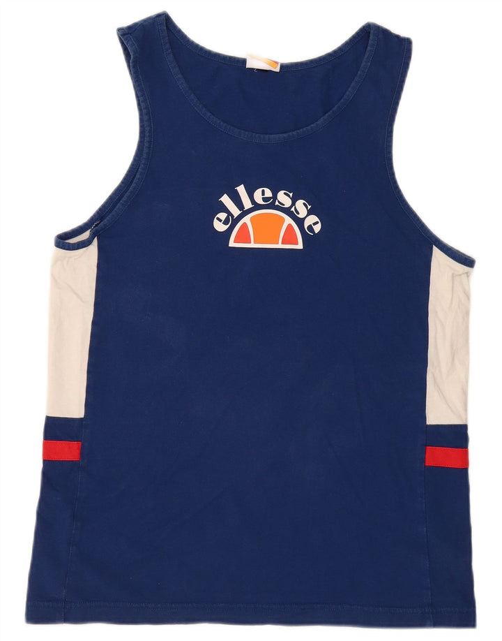 Canotta grafica da donna Ellesse UK 14 Cotone color block blu medio