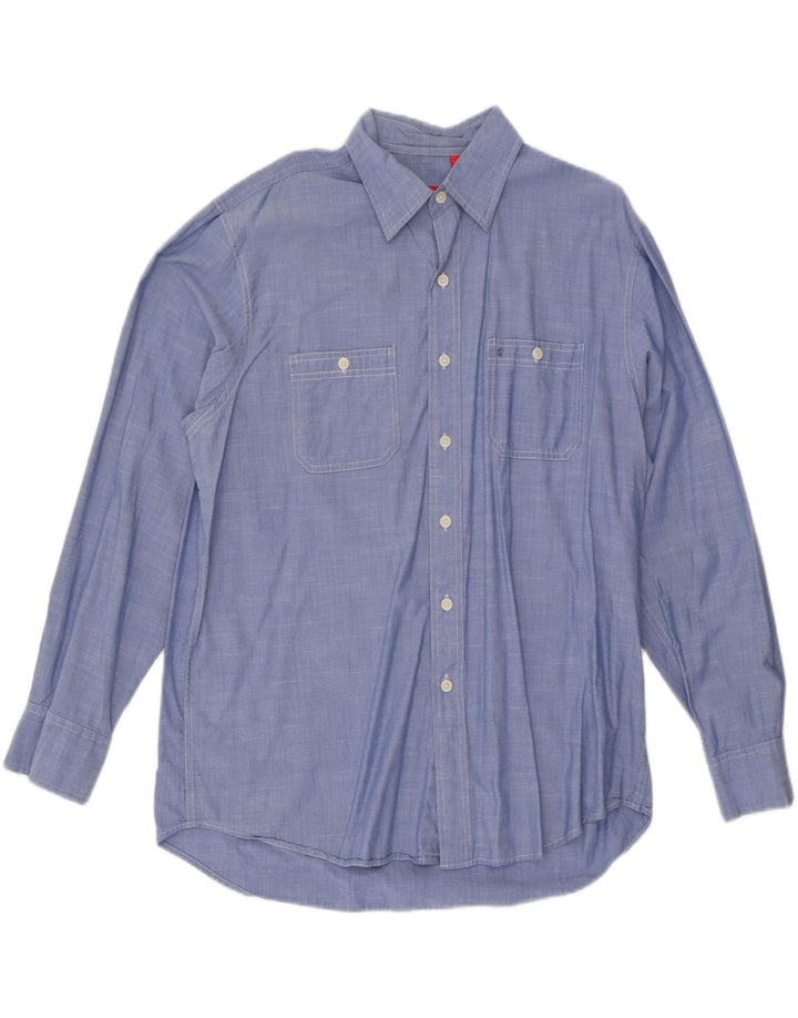 Camicia da uomo IZOD grande in cotone screziato blu