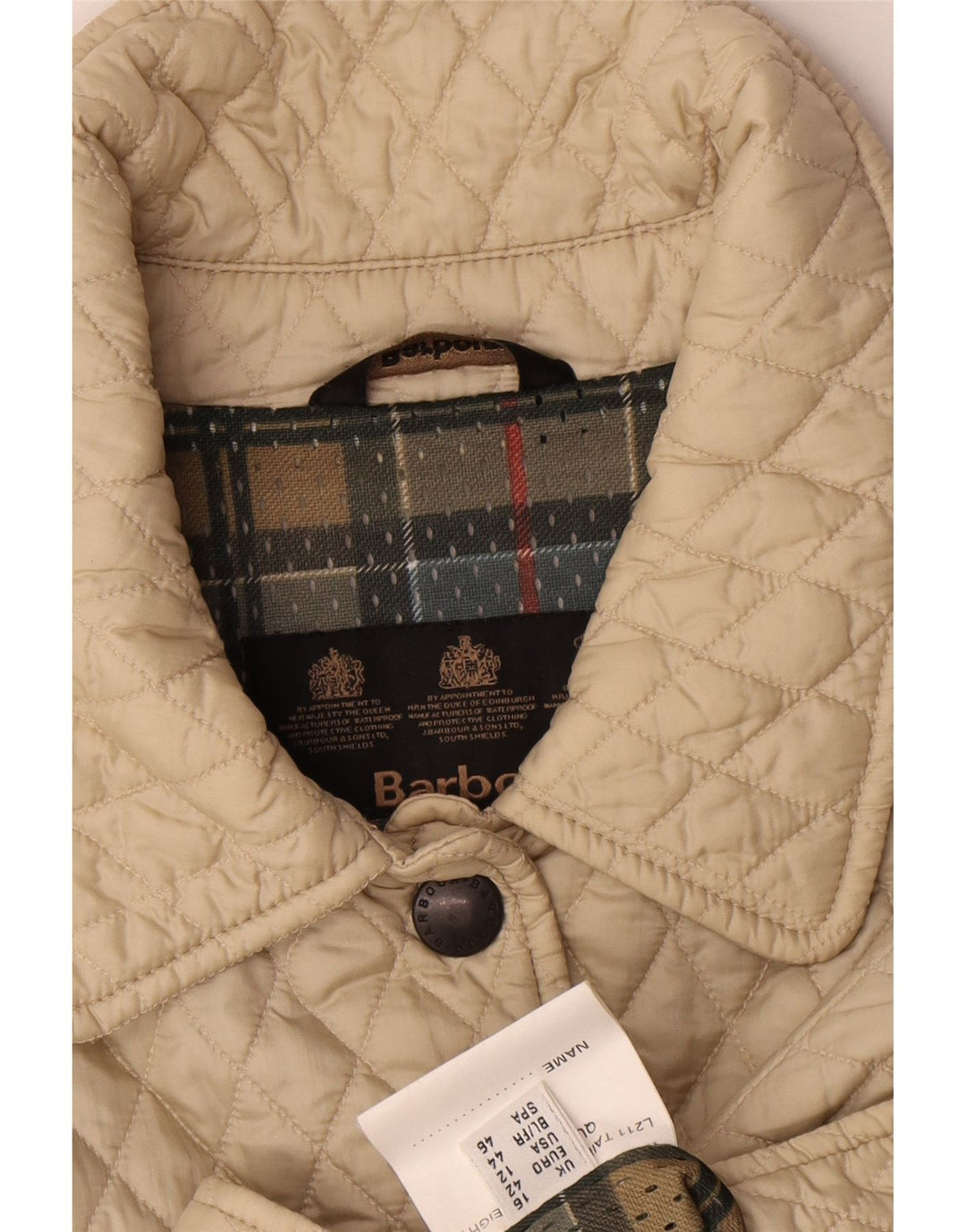 Soprabito trapuntato da donna Barbour UK 16 Large Beige in poliammide
