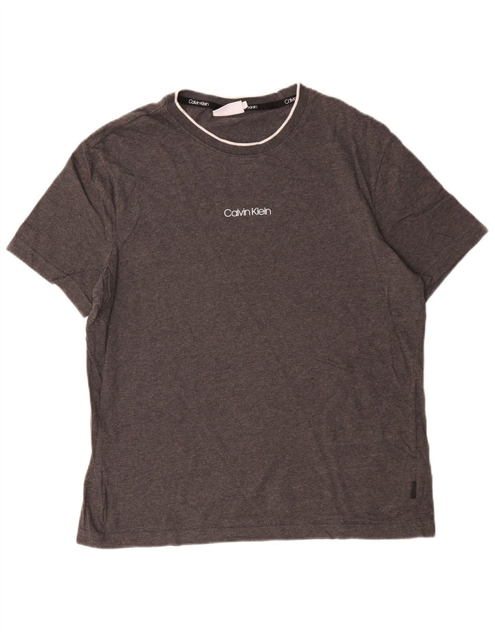 T-shirt grafica da uomo Calvin Klein Top grande in cotone grigio