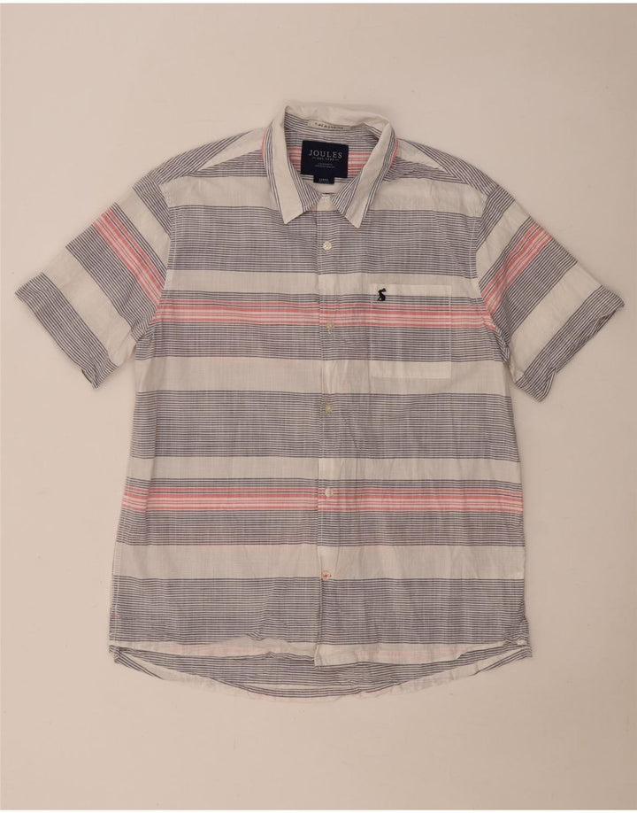 Camicia da uomo a maniche corte Joules in cotone a righe grandi blu
