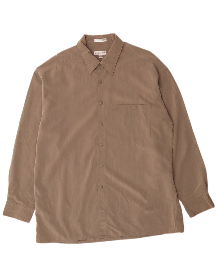 Camicia da uomo Pierre Cardin taglia 17 17 1/2 XL Rayon maculato grigio