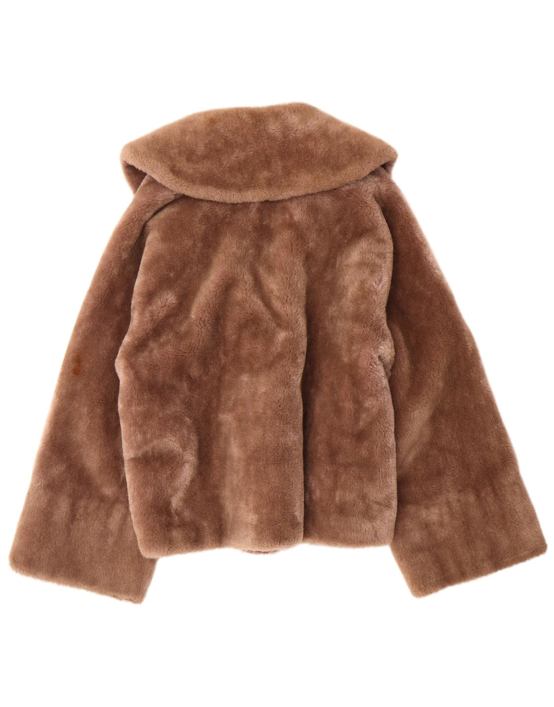 VINTAGE Womens Open Faux Fur Jacket UK 14 Medium Brown Synthetic
