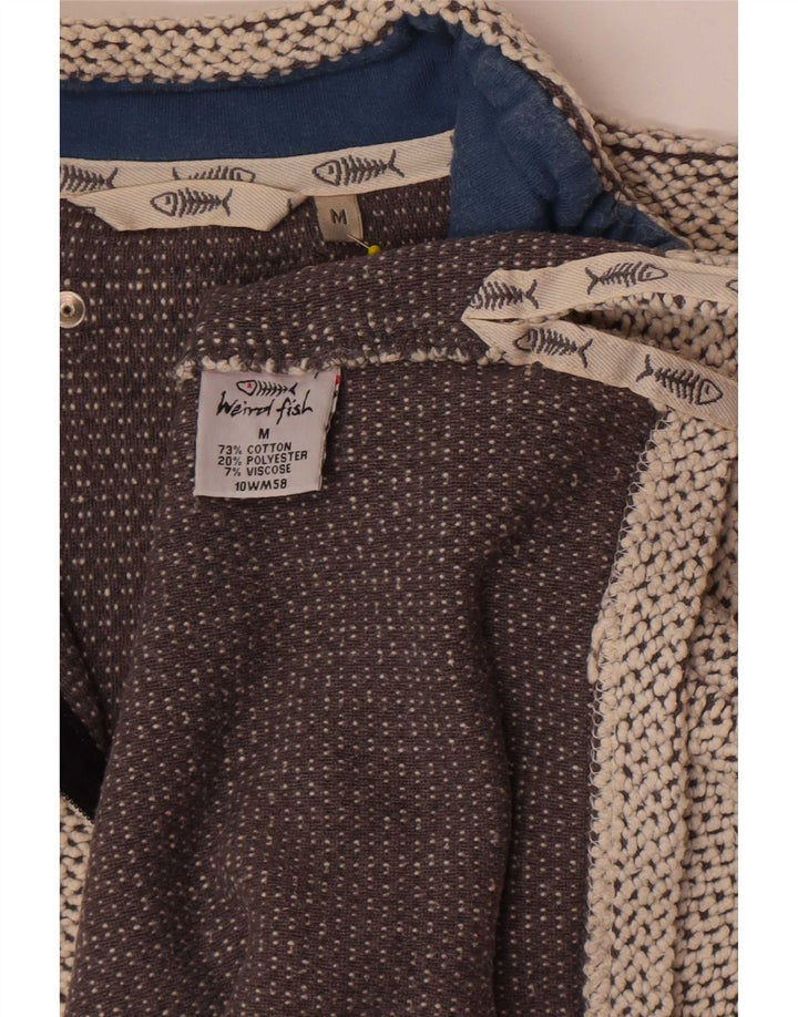 Felpa da uomo con collo con zip Weird Fish, cotone grigio medio