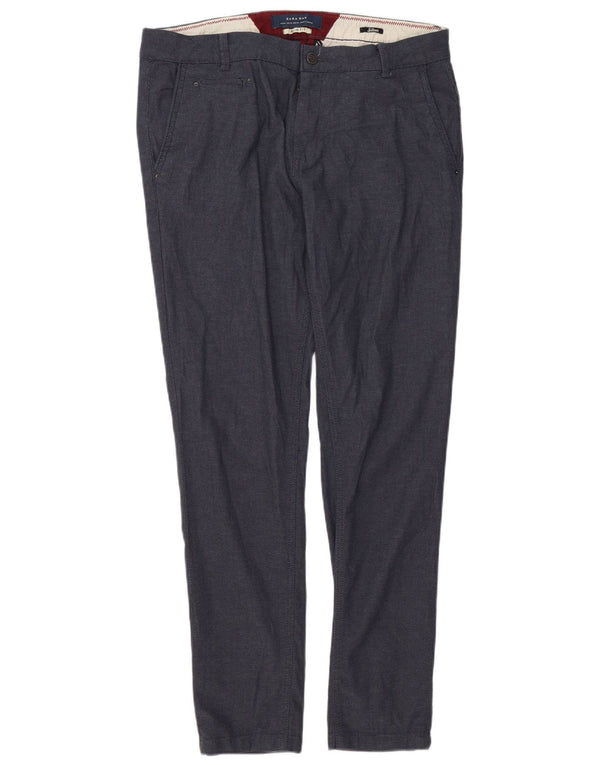 Pantaloni chino slim fit da uomo Zara EU 44 Large W34 L32 cotone blu navy