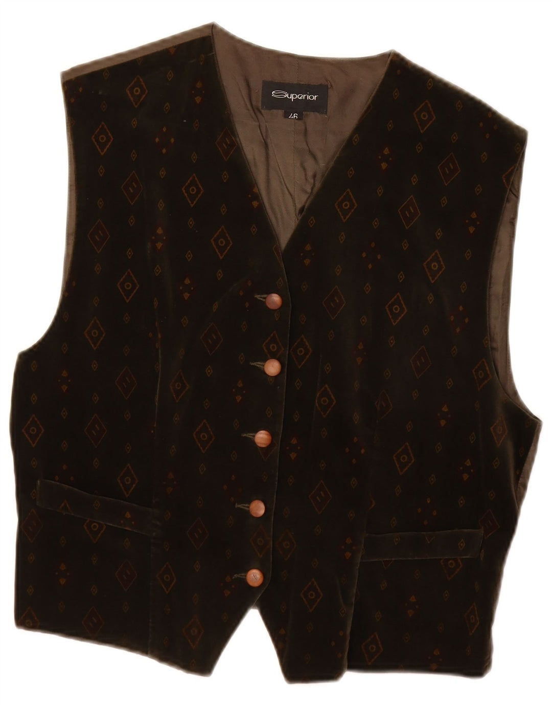 Gilet da donna di qualità superiore IT 46 Large in cotone geometrico marrone