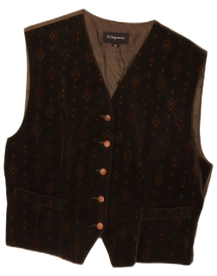 Gilet da donna di qualità superiore IT 46 Large in cotone geometrico marrone