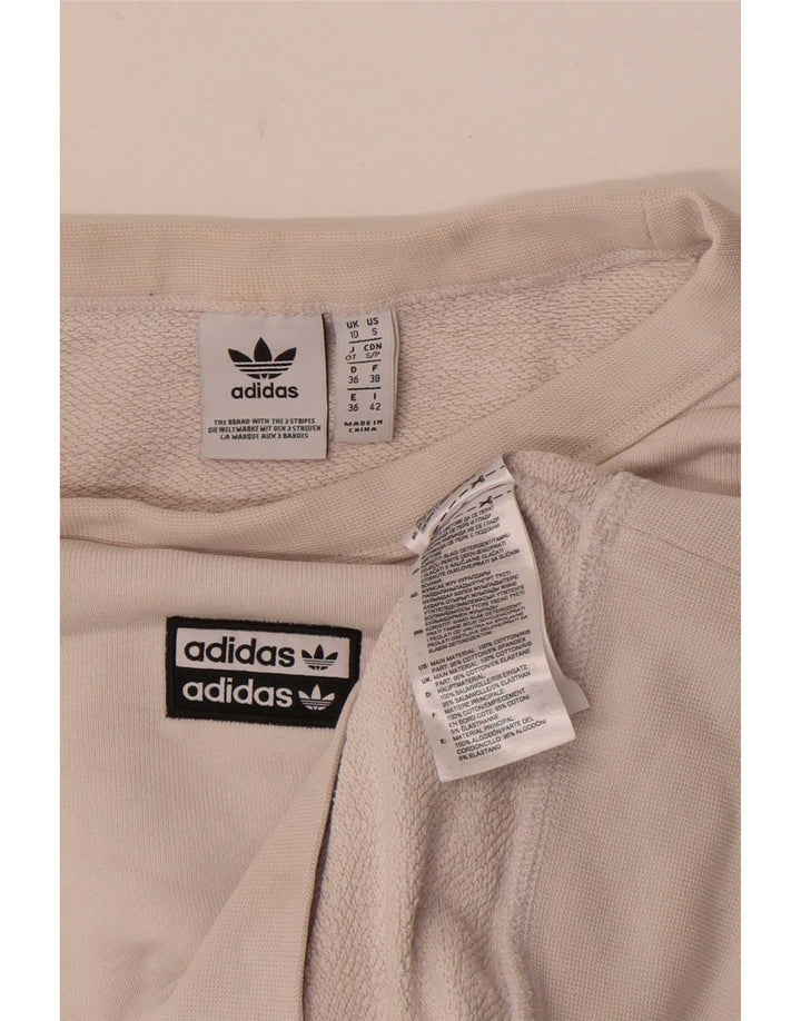 Felpa oversize da donna Adidas UK 10 piccola in cotone bianco