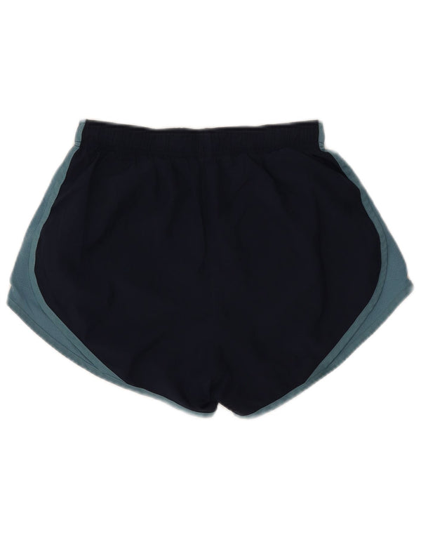 Nike Womens Dri Fit Sport Shorts UK 8 Small  Navy Blue Colourblock