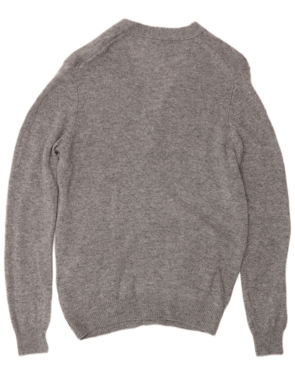 Maglione cardigan da uomo Marks & Spencer piccolo lana d'agnello screziata grigia