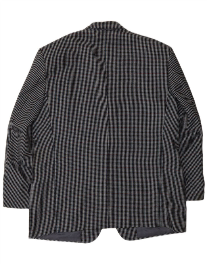 VALENTINO Mens Uomo 2 Button Blazer Jacket IT 54 2XL Navy Blue Gingham