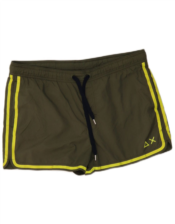 Pantaloncini da bagno da uomo SUN68 grandi in poliestere kaki