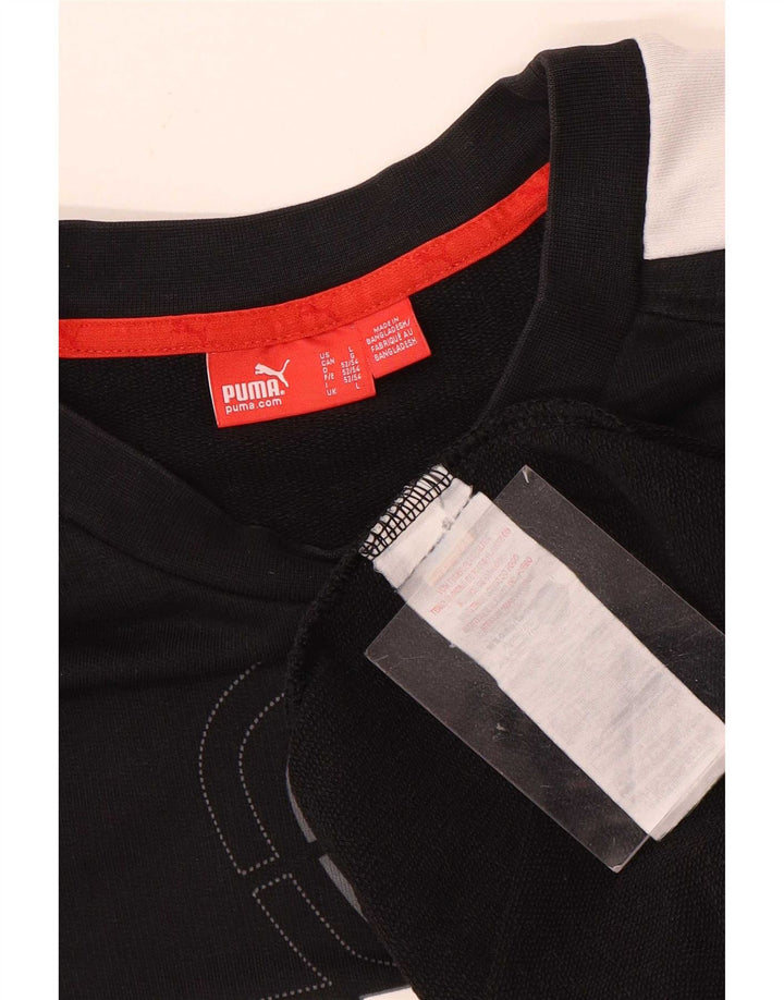 Felpa grafica da uomo Puma Maglione grande in cotone color block nero