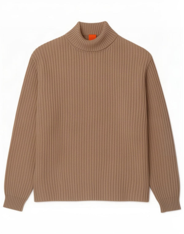 Hugo Boss Maglione da uomo con collo alto e maglione grande in lana beige