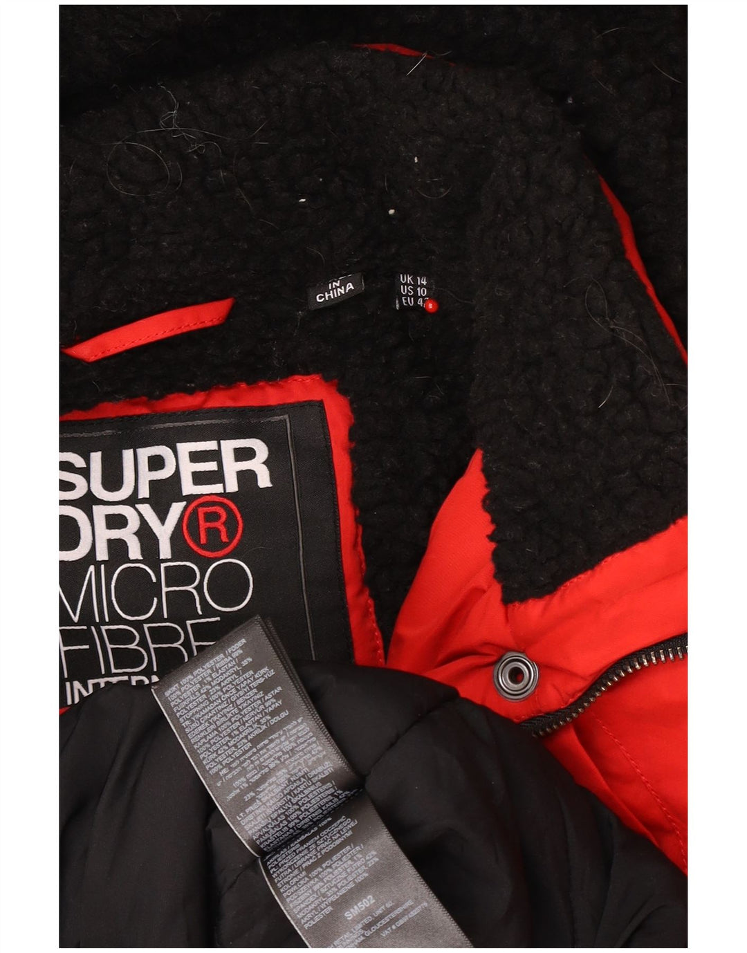 Giacca Parka da donna con cappuccio Superdry UK 14 Large Rosso Poliestere